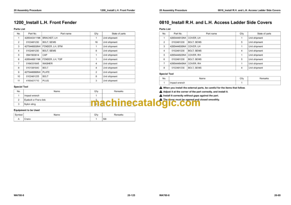 Komatsu WA700-8 Wheel Loader Field Assembly Manual (GEN00276-01) - Image 4