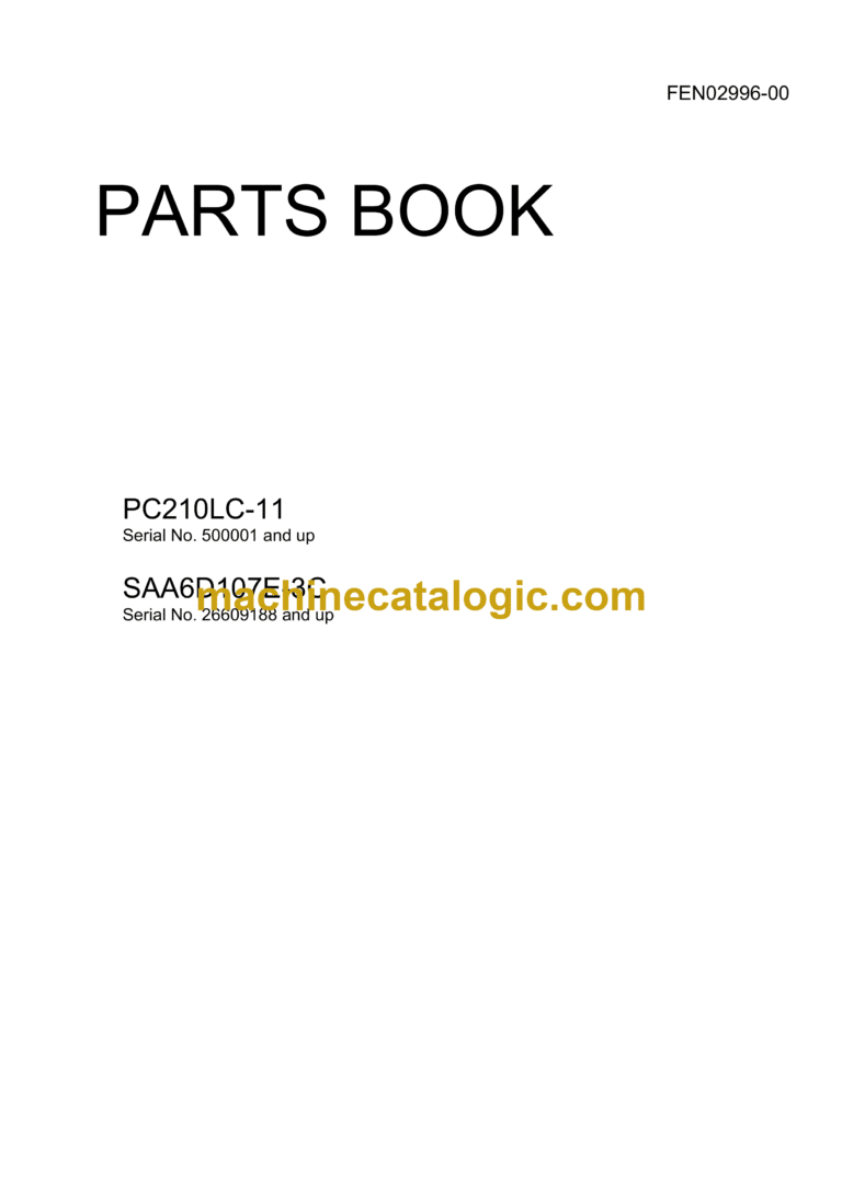 Komatsu PC210LC-11 Hydraulic Excavator Parts Manual (FEN02996-00)