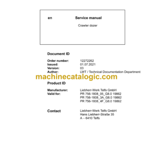 Liebherr PR 756 Crawler Dozer Service Manual [1808_3A_4F_05_G8.0_19862_07_2021]