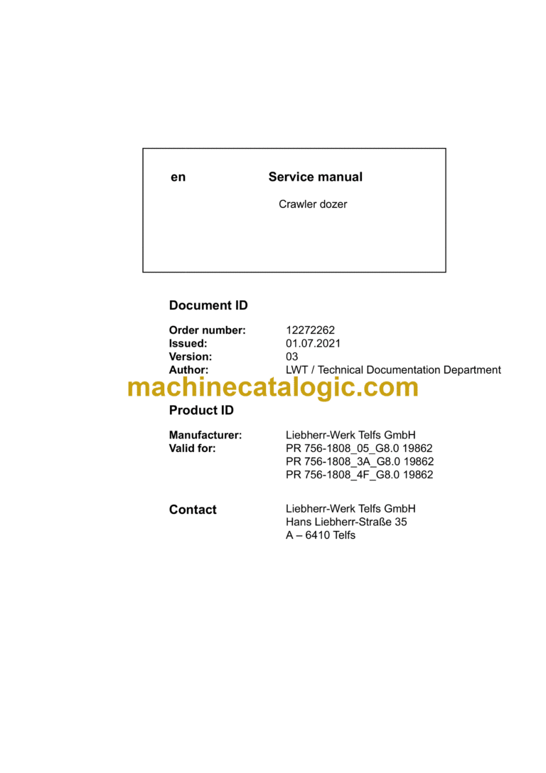 Liebherr PR 756 Crawler Dozer Service Manual [1808_3A_4F_05_G8.0_19862_07_2021]