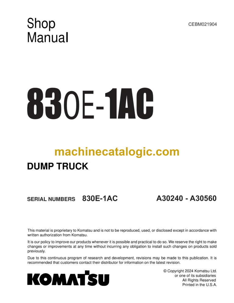 Komatsu 830E-1AC Dump Truck Shop Manual (CEBM021904)