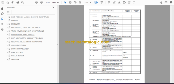 Komatsu 830E-1AC Electric Dump Truck Field Assembly Manual (CEAW013804) - Image 2