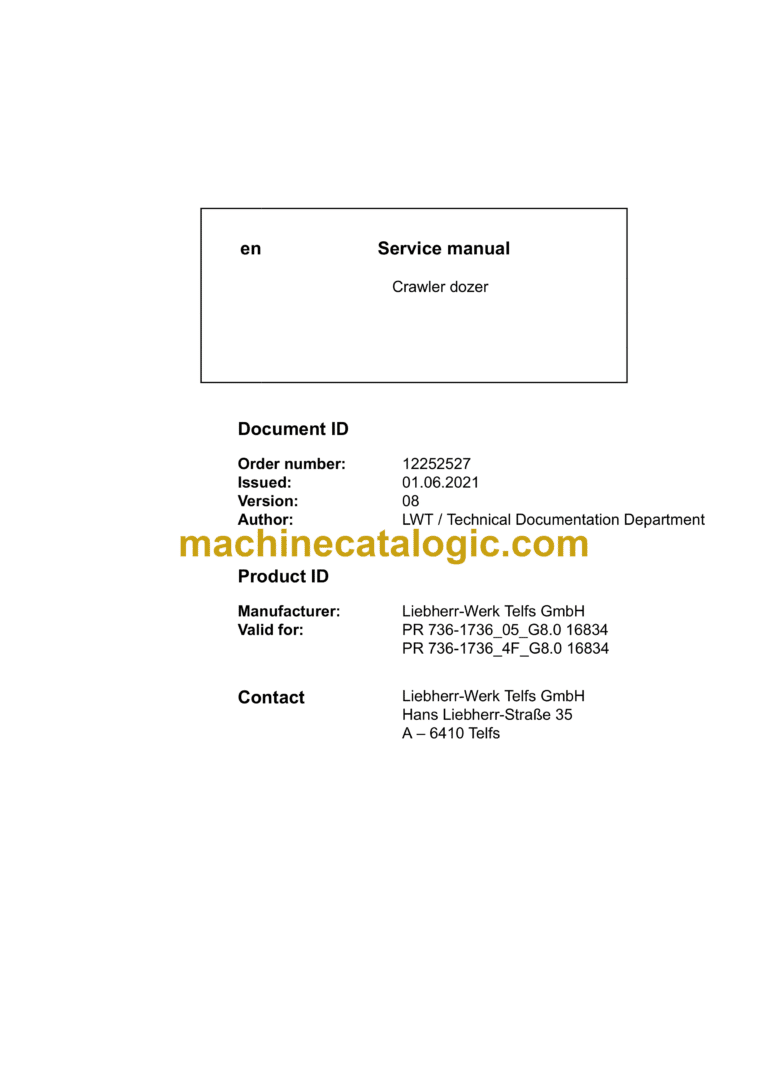Liebherr PR 736 Crawler Dozer Service Manual [1736_4F_05_G8.0_16834_06_2021]