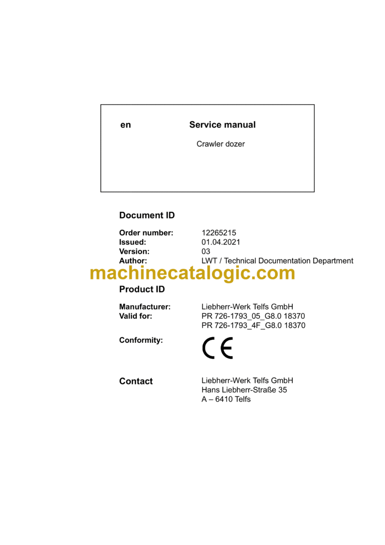Liebherr PR 726 Crawler Dozer Service Manual [1793_4F_05_G8.0_18370_04_2021]
