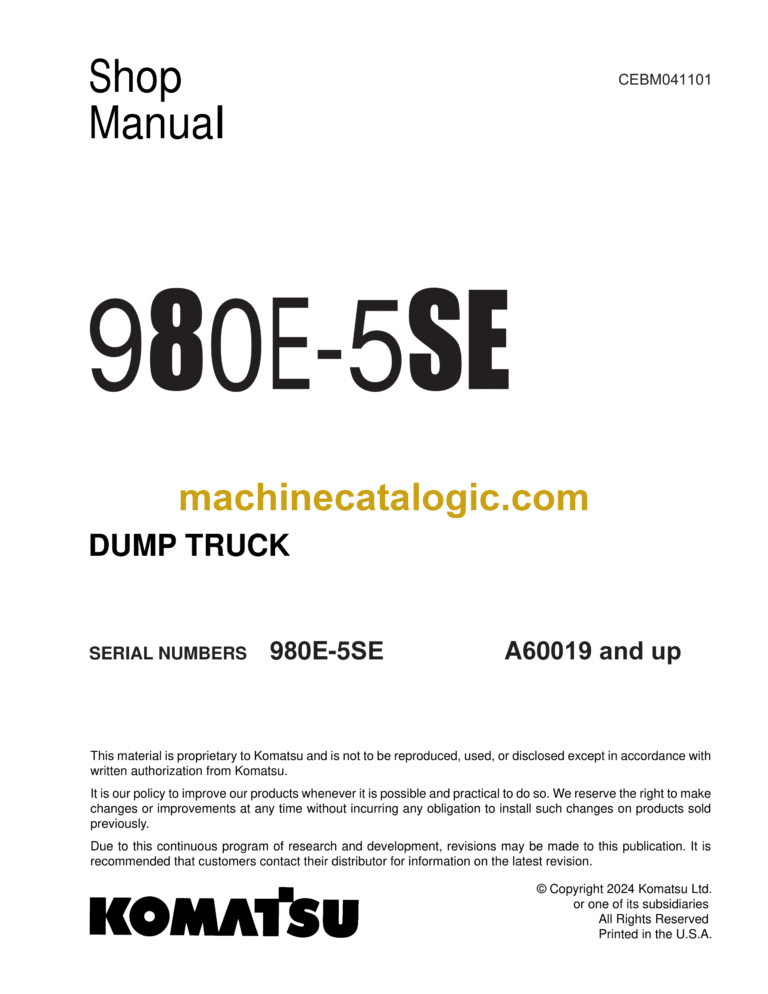 Komatsu 980E-5SE Dump Truck Shop Manual (CEBM041101)