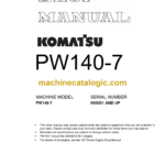 Komatsu PW140-7 Hydraulic Excavator Shop Manual (SAA4D107E-1 Engine)
