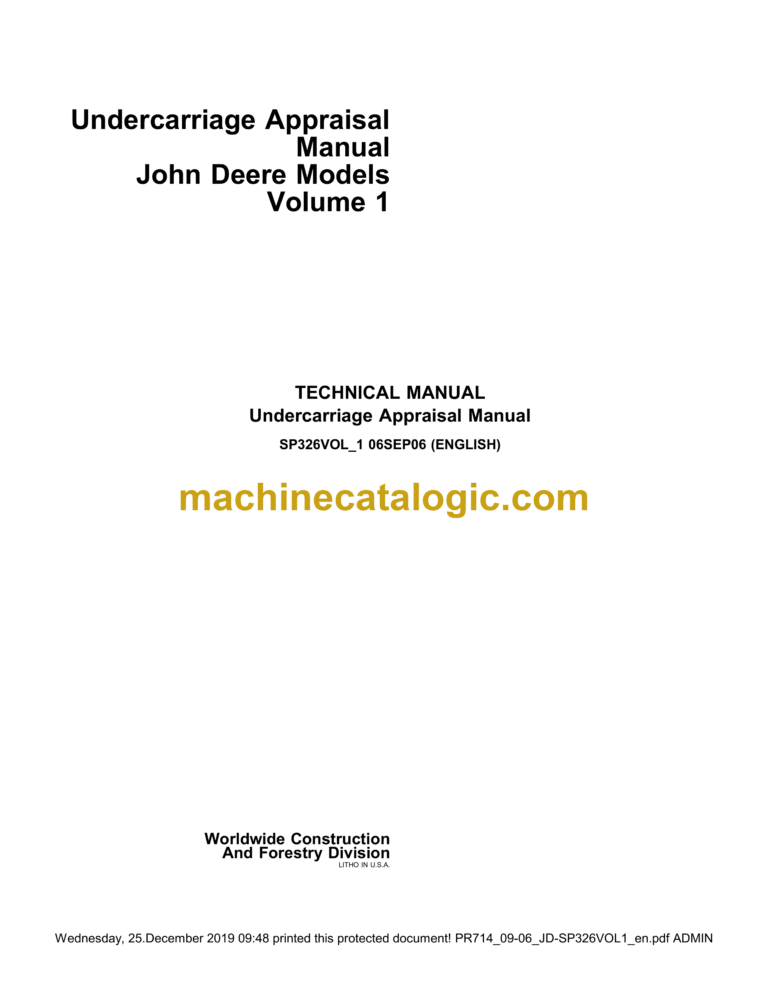 Liebherr PR 714 Undercarriage Appraisal, Technical Manual [PR714_09-06_JD-SP326VOL1]