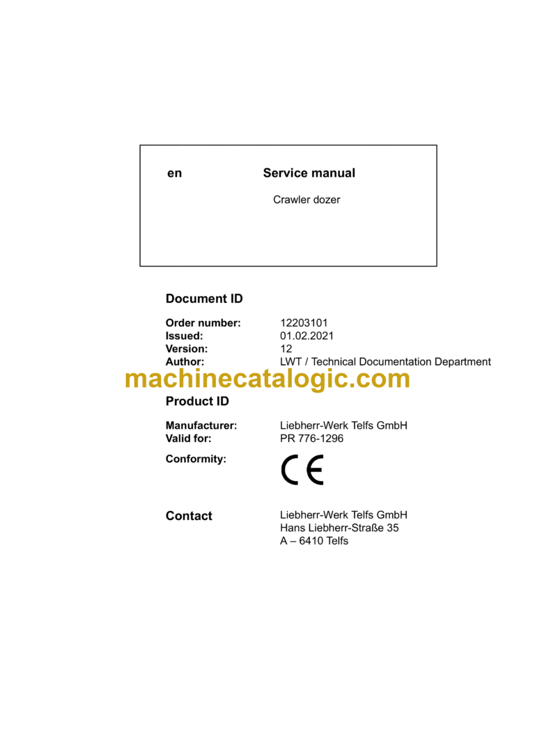 Liebherr PR 776 Crawler Dozer Service Manual [1296_12589_02_2021]