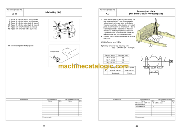 Komatsu D275A-6 Bulldozer Field Assembly Manual (GEN00254-02) - Image 4