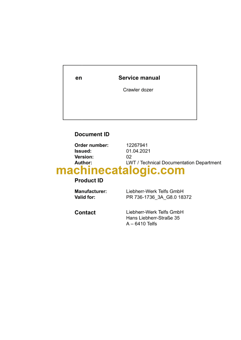 Liebherr PR 736 Crawler Dozer Service Manual [1736_3A_G8.0_18372_04_2021]