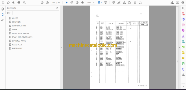 Kubota KH120 Parts Catalog - Image 2