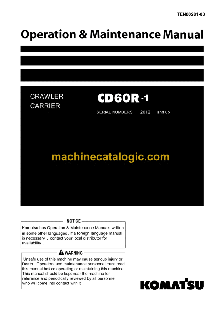 Komatsu CD60R-1 Crawler Carrier Operation and Maintenance Manual (TEN00281-00)