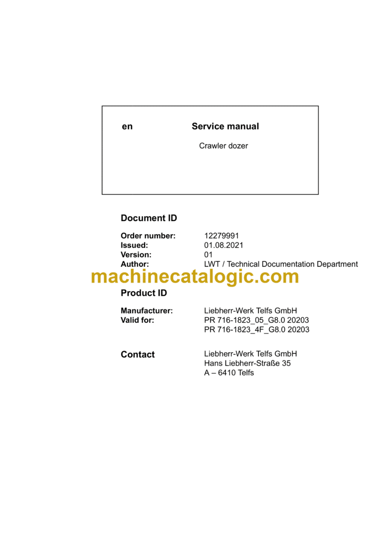 Liebherr PR 716 Crawler Dozer Service Manual [1823_4F_05_G8.0_20203_08_2021]