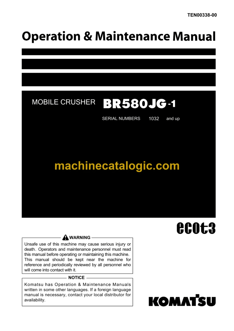 Komatsu BR580JG-1 Mobile Crusher Operation and Maintenance Manual (TEN00338-00)