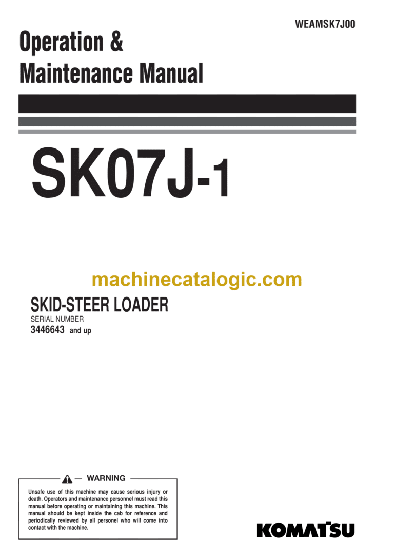 Komatsu SK07J-1 Skid Steer Loader Operation and Maintenance Manual (WEAMSK7J00)