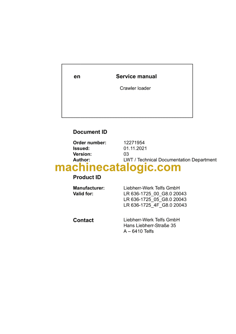 Liebherr LR 636 Crawler Loader Service Manual [1725_00_05_4F_G8.0-20043]