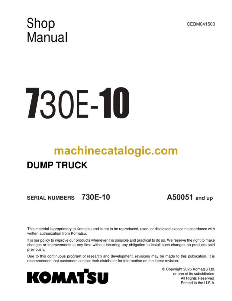 Komatsu 730E-10 Dump Truck Shop Manual (CEBM041500)