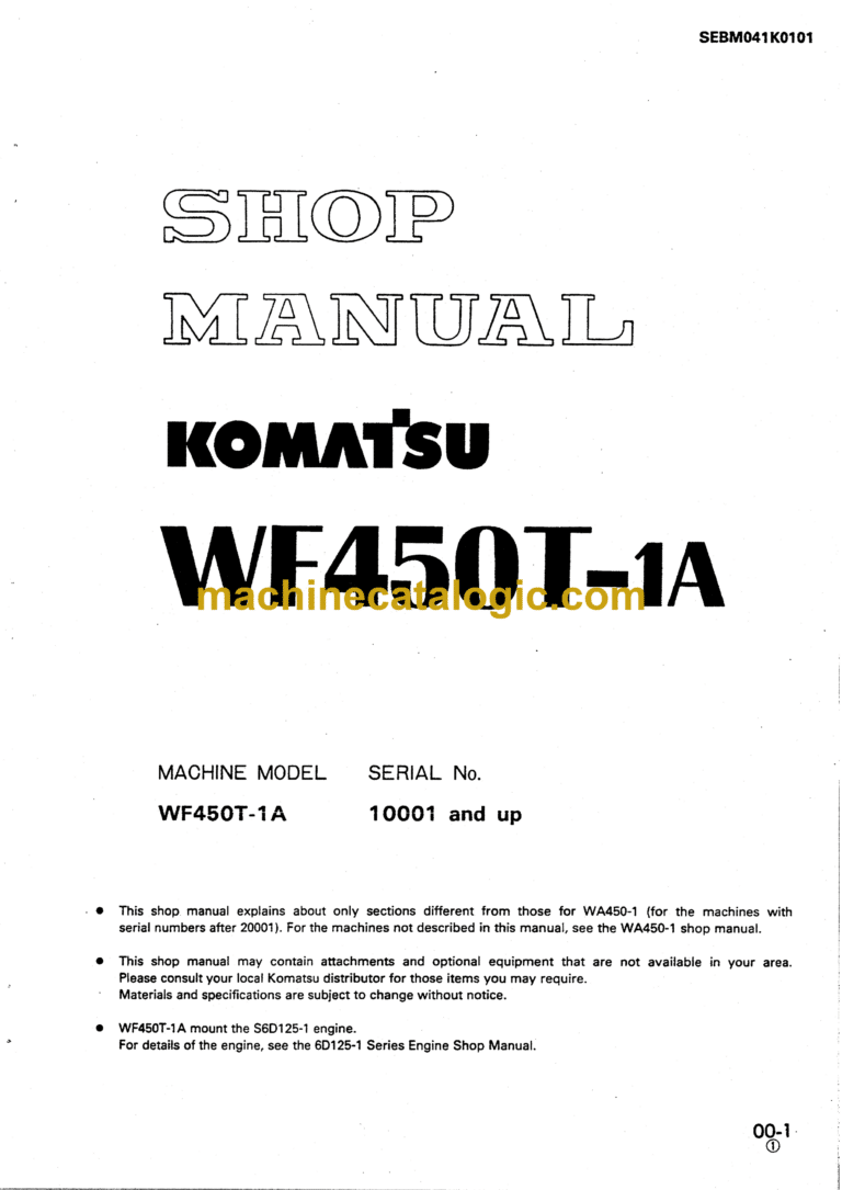 Komatsu WF450T-1A Trash Compactor Shop Manual (SEBM041K0101)