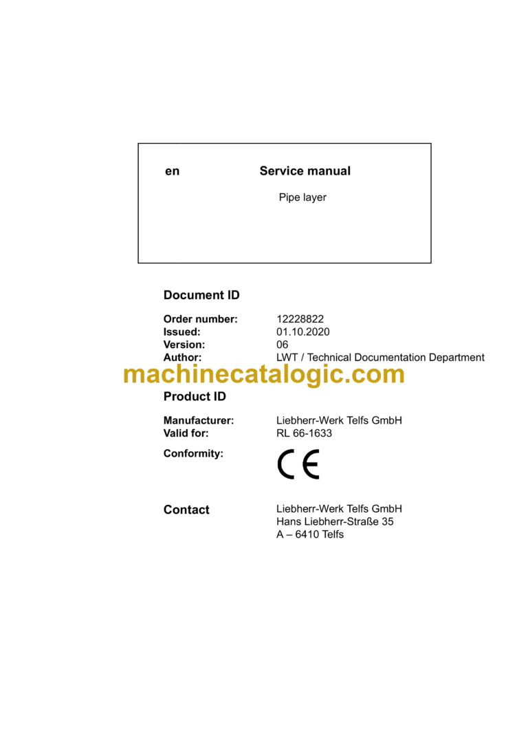 Liebherr RL 66 Pipe Layer Service Manual [1633_15104_10-2020]