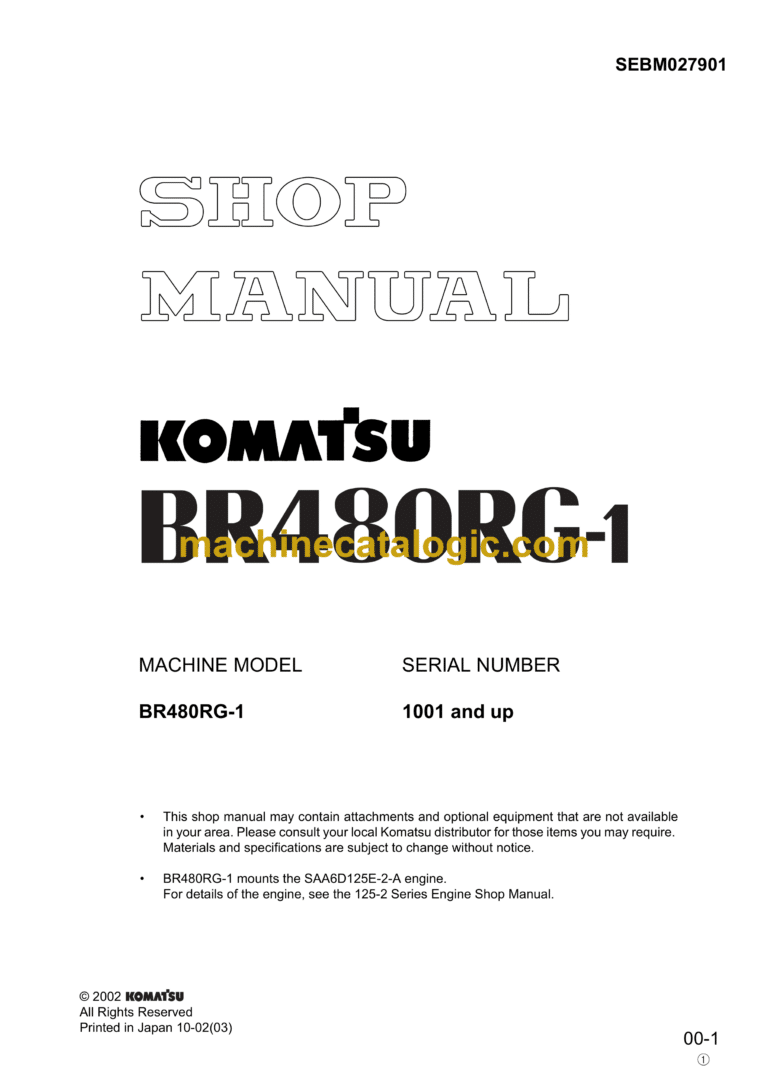 Komatsu BR480RG-1 Mobile Crusher Shop Manual (SEBM027901)