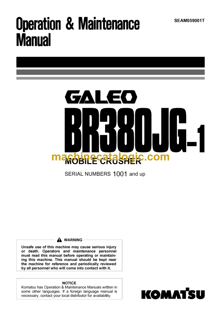 Komatsu BR5380JG-1E0 Galeo Mobile Crusher Operation and Maintenance Manual (SEAM059001T)