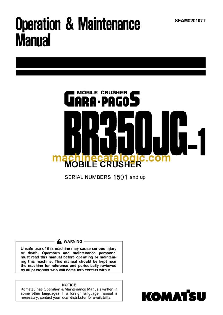 Komatsu BR350JG-1 Mobile Crusher Operation and Maintenance Manual (SEAM020107T)