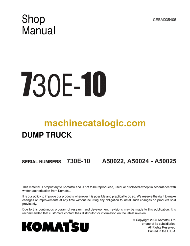 Komatsu 730E-10 Dump Truck Shop Manual (CEBM035405)