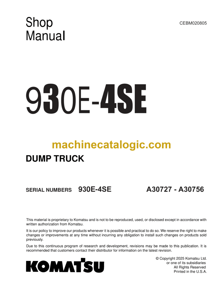 Komatsu 930E-4SE Dump Truck Shop Manual (CEBM020805)