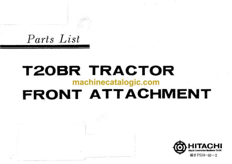 Hitachi T20BR Bulldozer Parts Catalog