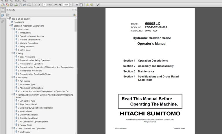 Operator's Manual SCX1500A-3C4 Hydraulic Crawler Crane