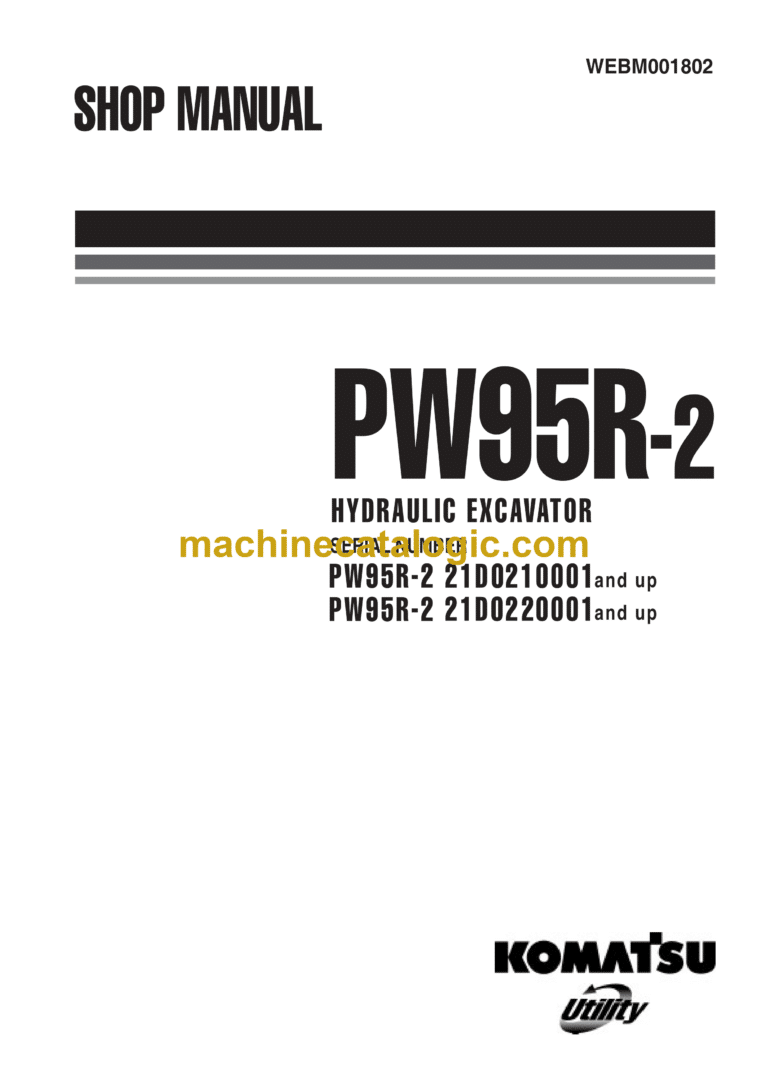 Komatsu PW95R-2 Hydraulic Excavator Shop Manual (WEBM001802)
