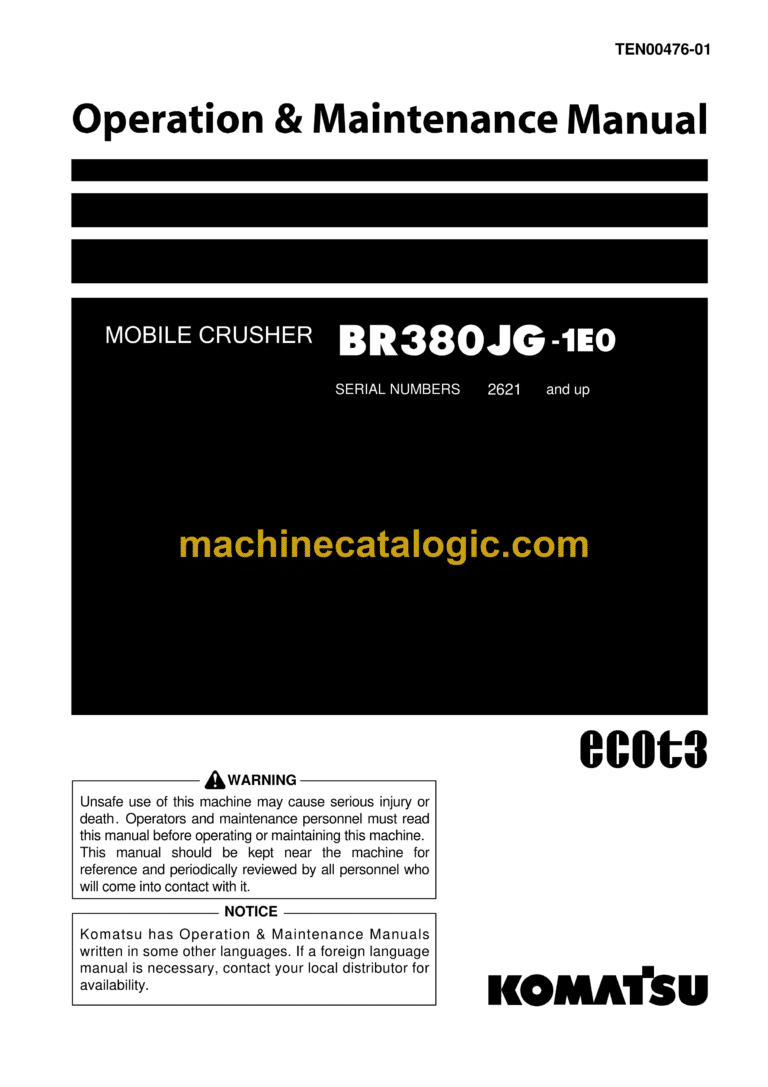 Komatsu BR380JG-1E0 Mobile Crusher Operation and Maintenance Manual (TEN00476-01)