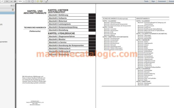 Hitachi ZX870-5B Serie – Technisches Handbuch (Funktionsprinzip & Fehlersuche, Deutsch, PDF) - Image 3