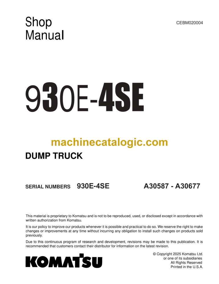 Komatsu 930E-4SE Dump Truck Shop Manual (CEBM020004)