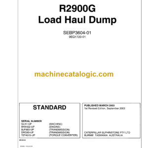Hitachi R2900GLK Load Haul Dump Parts Catalog