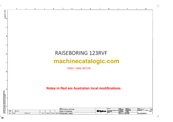 Atlas Copco Raiseboring 123RVF Diagrams and Drawings Manual