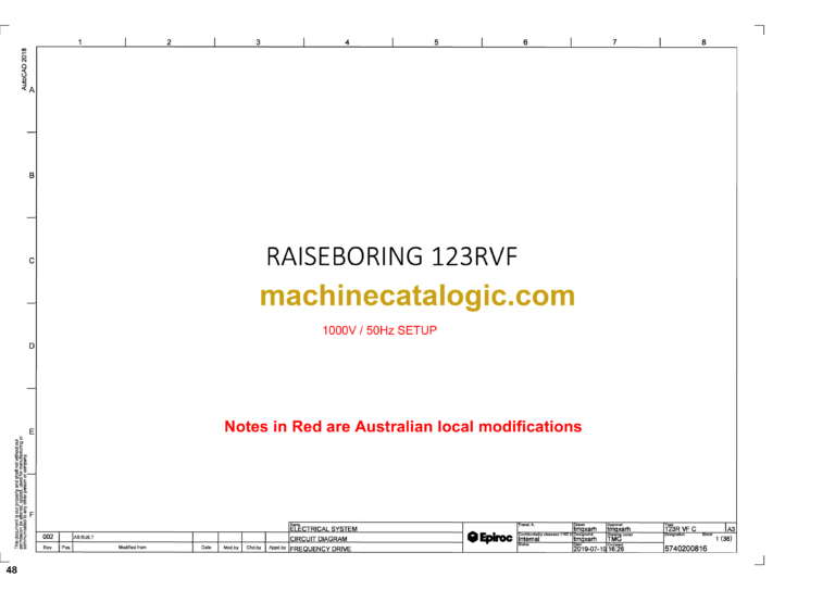 Atlas Copco Raiseboring 123RVF Diagrams and Drawings Manual