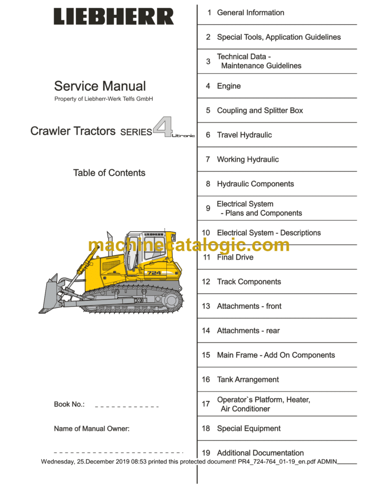 Liebherr PR4 Litronic Crawler Tractor Service Manual [PR4_724-764_01-19]
