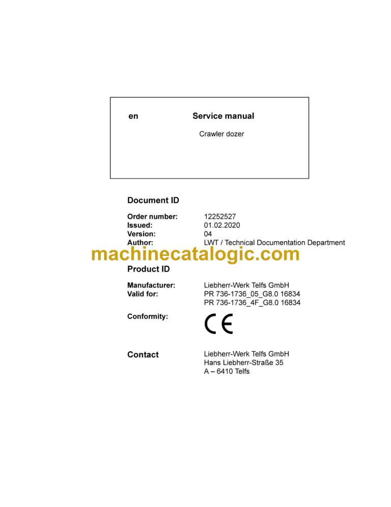 Liebherr PR 736 Crawler Dozer Service Manual [1736_4F_05_G8.0_16834_02-2020]