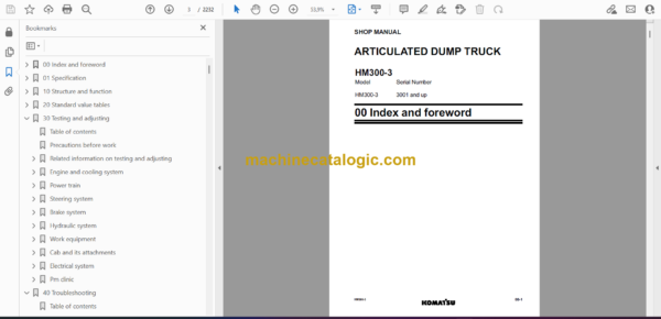 Komatsu HM300-3 Articulated Dump Truck Shop Manual (SEN05629-16) - Image 2
