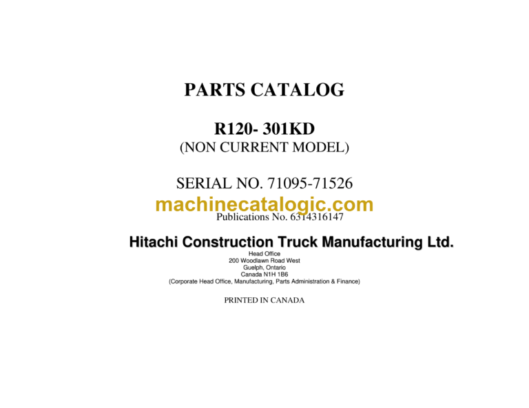 Hitachi R120-301KD Parts Catalog