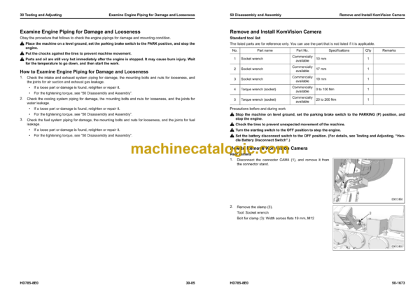 Komatsu HD785-8E0 Wheel Loader Shop Manual (SEN06801-19) - Image 3