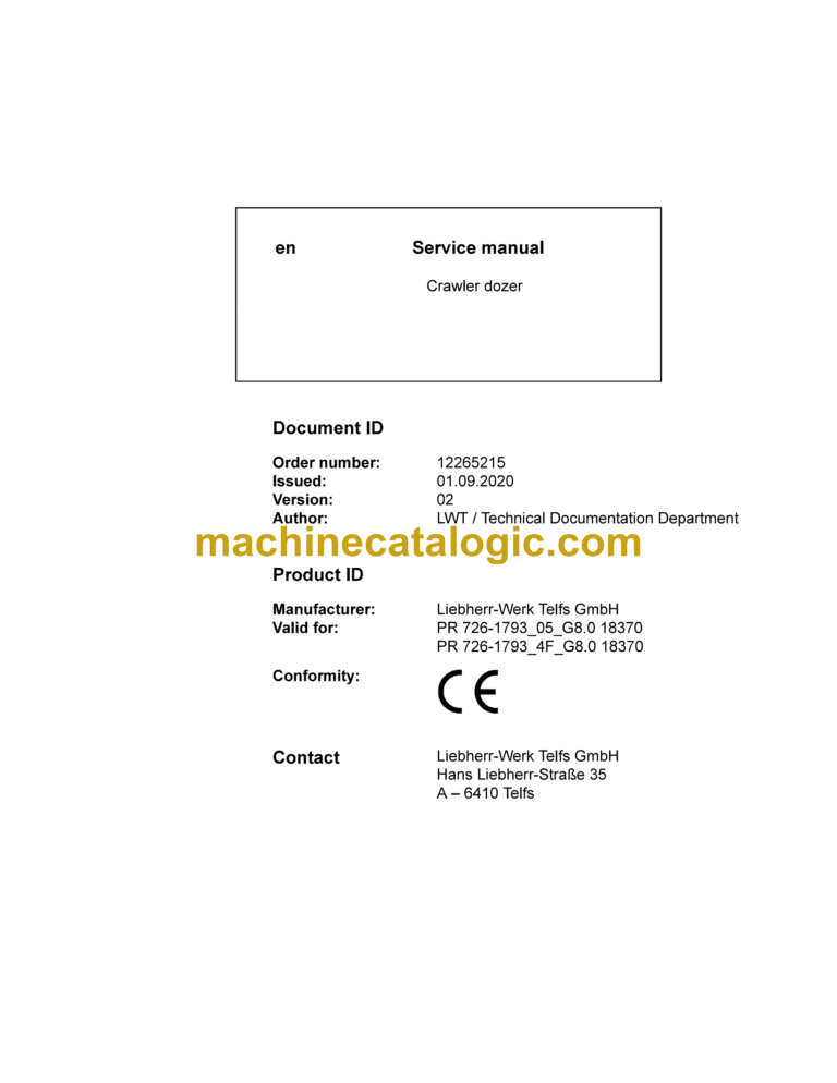 Liebherr PR 726 Crawler Dozer Service Manual [1793_4F_05_G8.0_18370_09-2020]