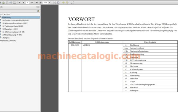 Hitachi 4HK1 Interim Tier 4 - Stage III B – Motorhandbuch & Technisches Handbuch (Deutsch, PDF) - Image 2