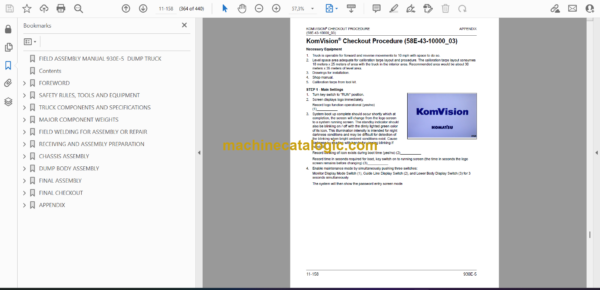 Komatsu 930E-5 Dump Truck Field Assembly Manual (CEAW011803) - Image 2