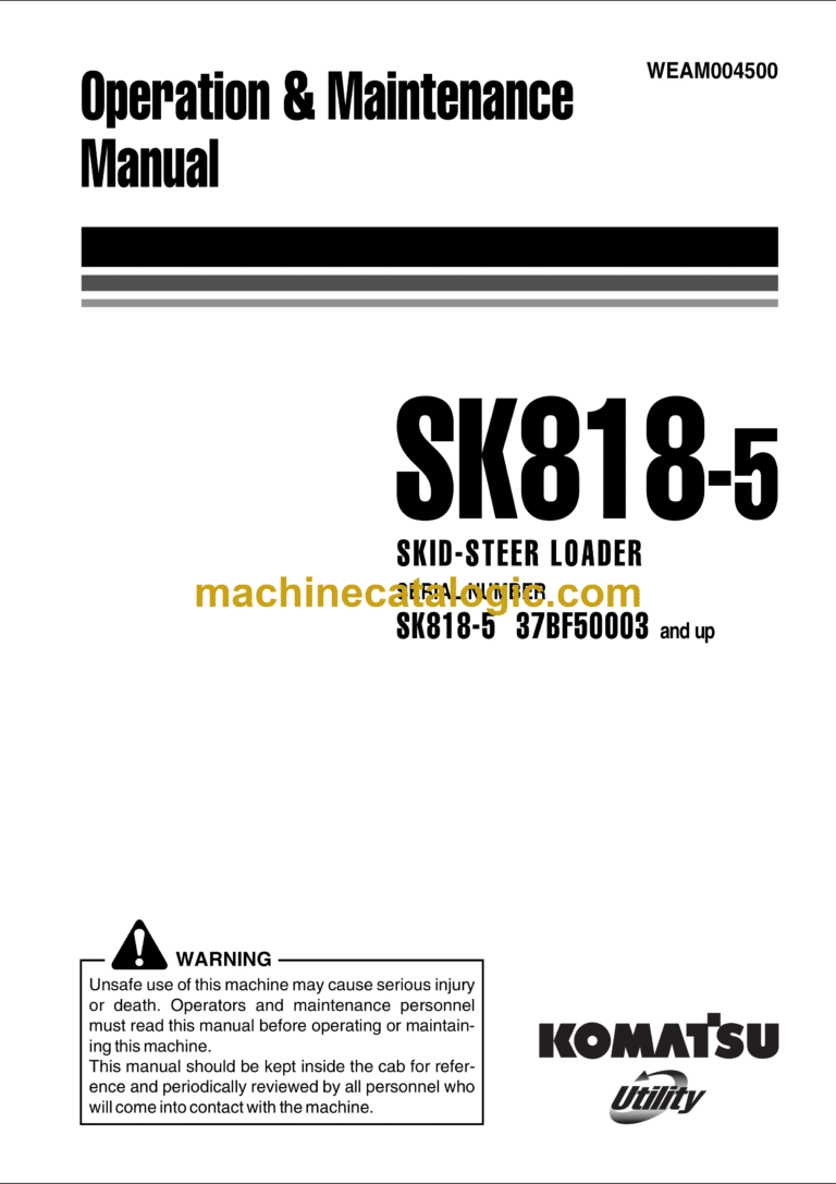 Komatsu SK815-5 Turbo Skid Steer Loader Operation and Maintenance Manual (WEAM004500)