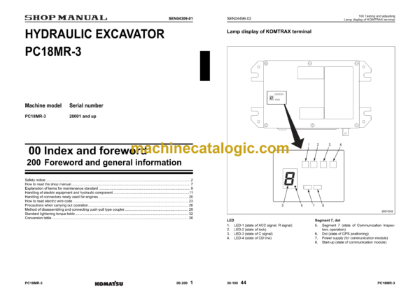 Komatsu PC18MR-3 Compact Hydraulic Excavator Shop Manual (SEN04306-10) - Image 3