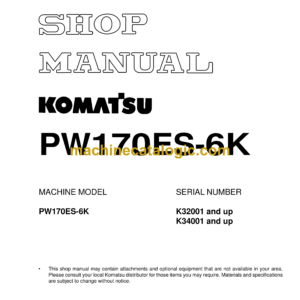Komatsu PW170ES-6K Hydraulic Excavator Shop Manual (UEBM001001)