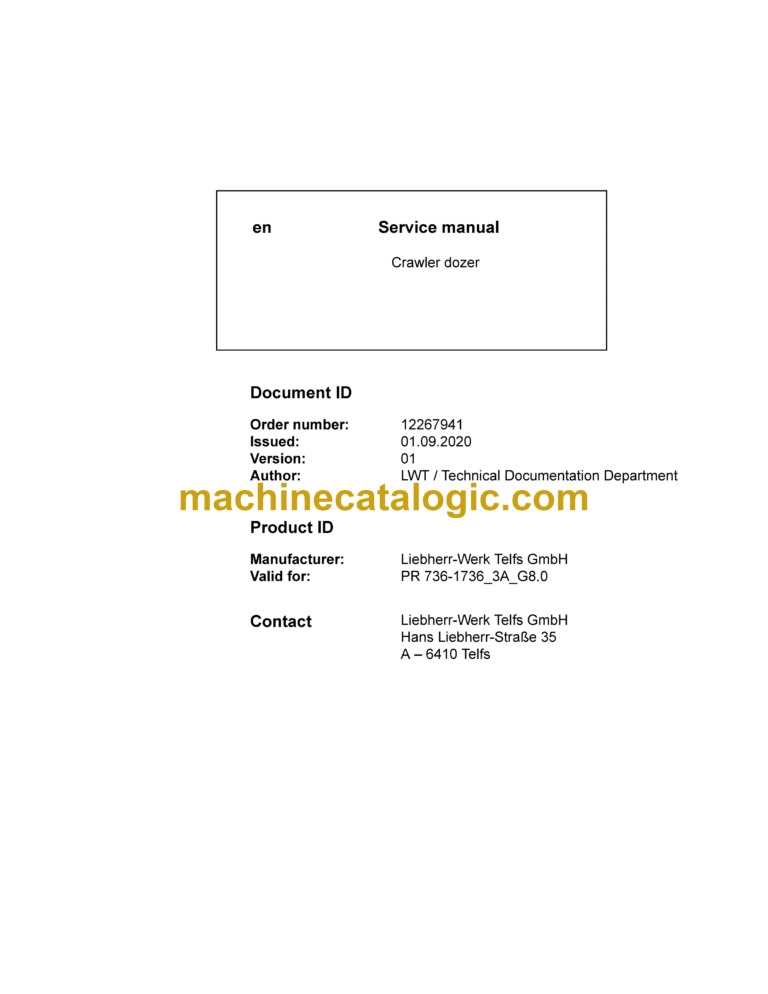 Liebherr PR 736 Crawler Dozer Service Manual [1736_3A_G8.0_18372_09-2020]