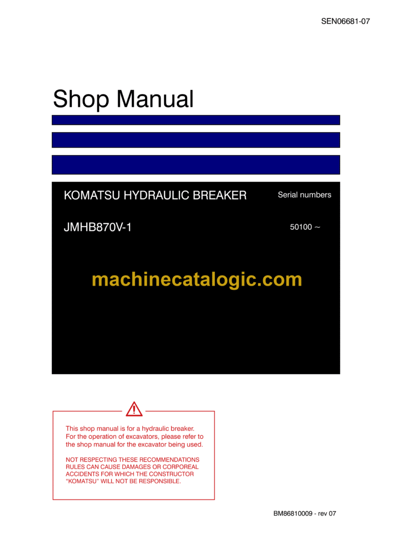 Komatsu JMHB870V-1 Hydraulic Breaker Shop Manual (SEN06681-07)